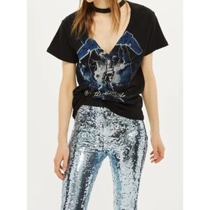 Topshop Moto Joni Disco Sequin Pants Size 28 Color Light Blue NWT